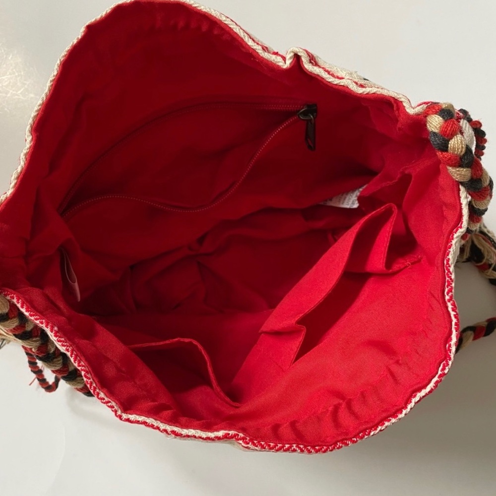 NEW• Red/Blue Multi Boho Bucket Bag - Picture 8 of 8